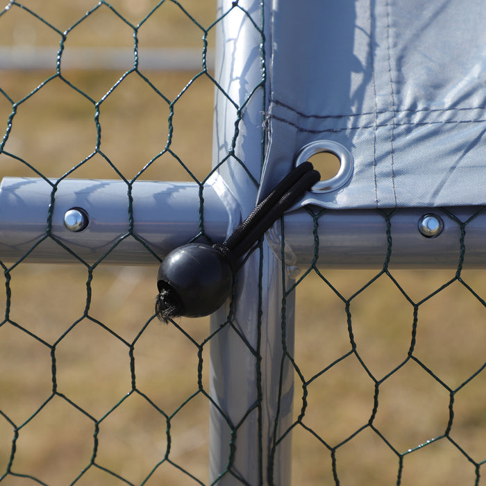 Pawhut Poulailler Galvanise, Grande Cage A Poulet En Metal, Maison Avec Couverture Resistante Aux Uv Et A L'eau Pour Jardin Exterieur 10 Pi X 26 Pi X 6,5 Pi