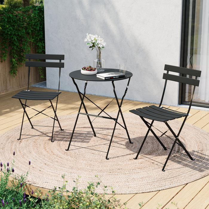 Ensemble bistro pliant 3 pieces Lausaint noir