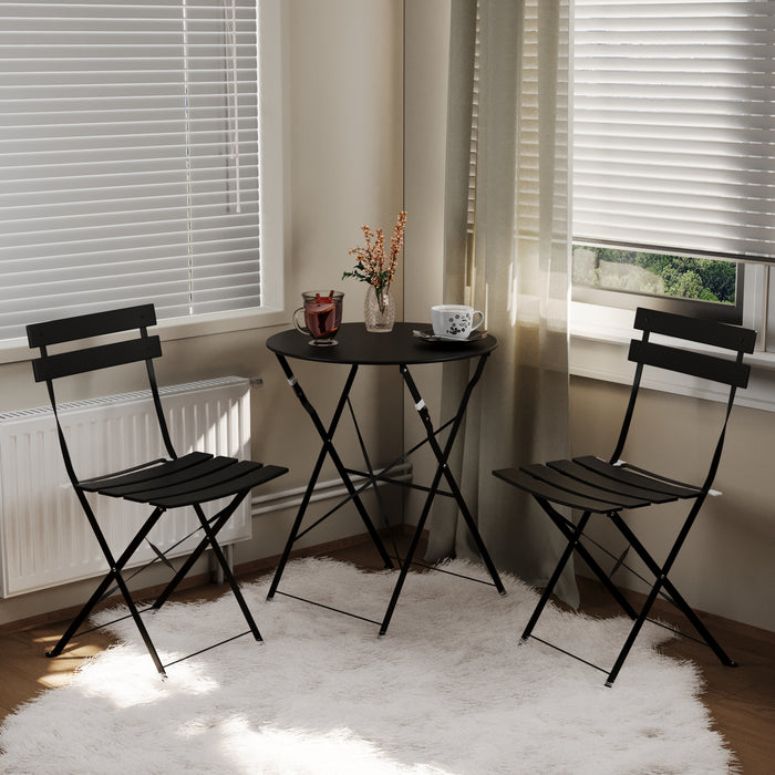 Ensemble bistro pliant 3 pieces Lausaint noir