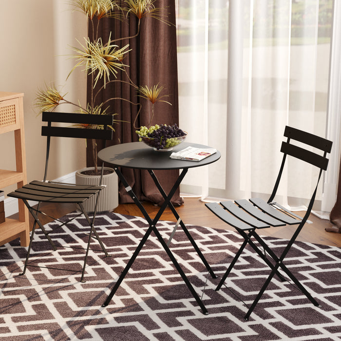 Ensemble bistro pliant 3 pieces Lausaint noir