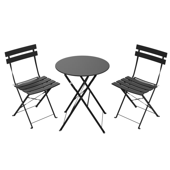 Ensemble bistro pliant 3 pieces Lausaint noir