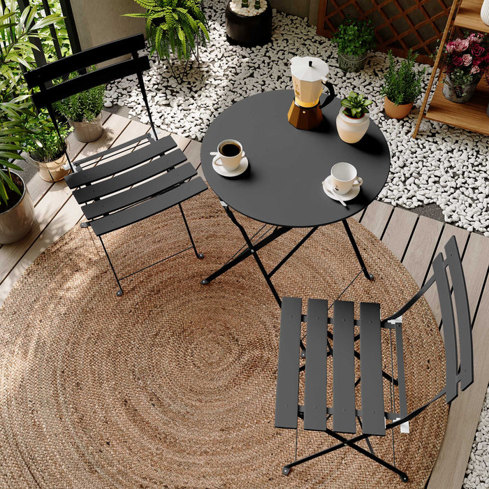 Ensemble bistro pliant 3 pieces Lausaint noir
