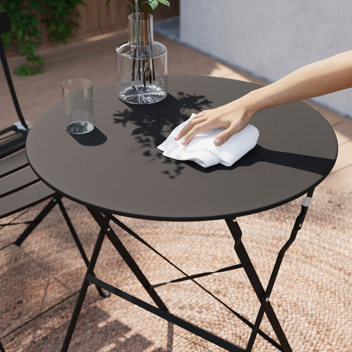 Ensemble bistro pliant 3 pieces Lausaint noir