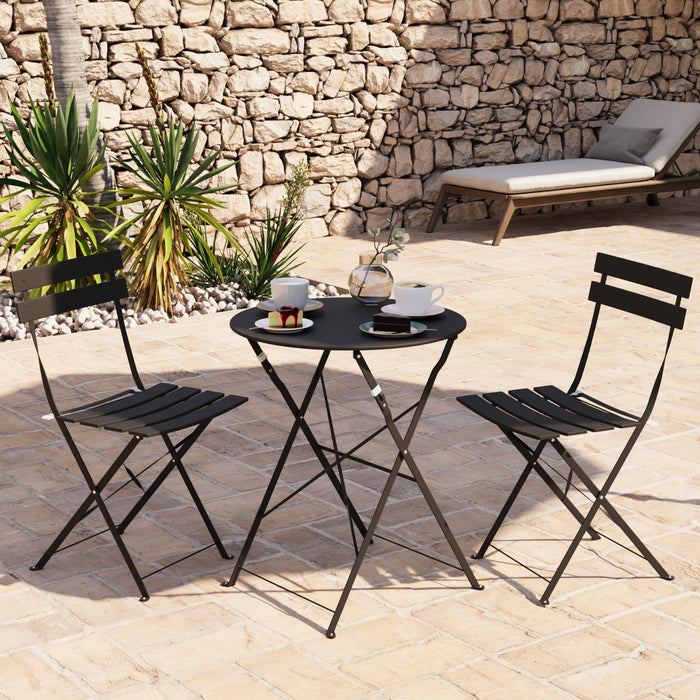 Ensemble bistro pliant 3 pieces Lausaint noir