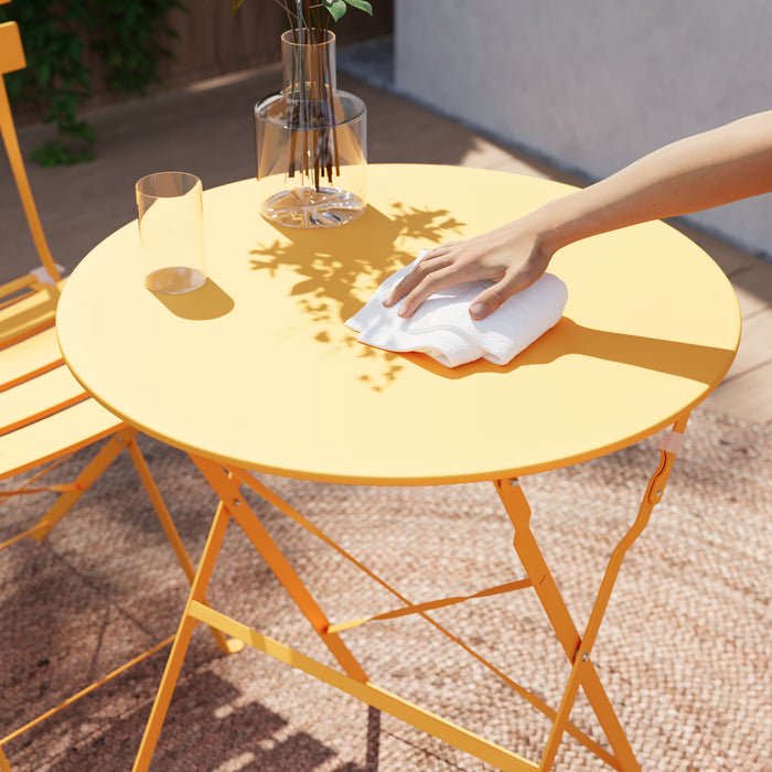 Ensemble bistro pliant 3 pieces Lausaint jaune