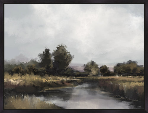Toile décorative encadrée « Spring River » avec fioritures apposées à la main - 38 po x 50 po