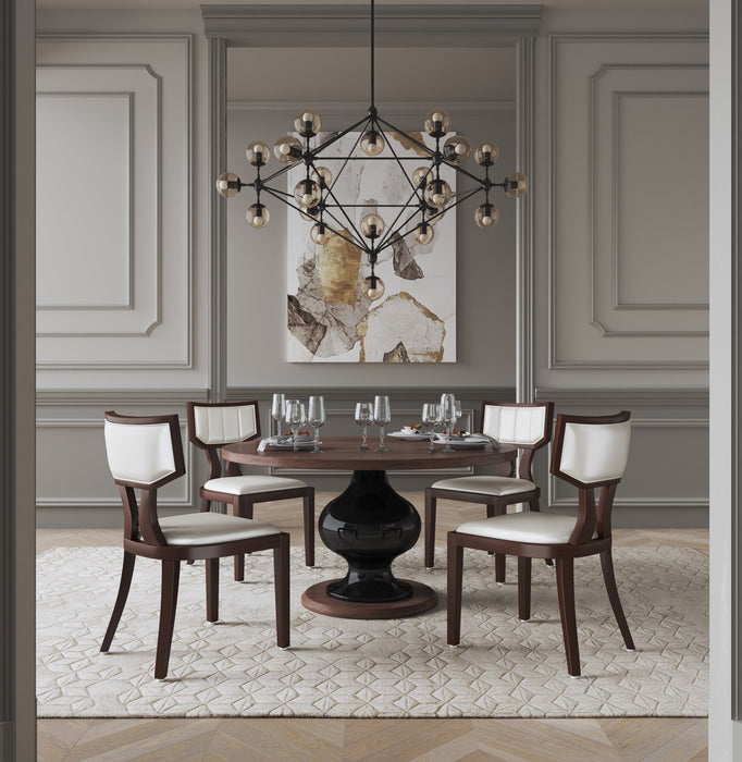 Ensemble 2 chaises de salle à manger Pulitzer de Manhattan Comfort en similicuir - blanc perle et noyer
