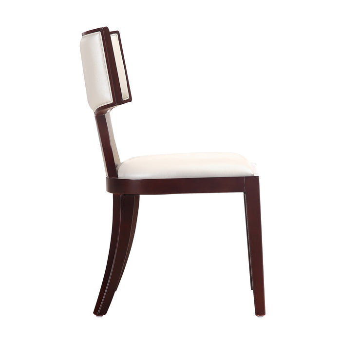 Ensemble 2 chaises de salle à manger Pulitzer de Manhattan Comfort en similicuir - blanc perle et noyer