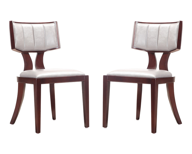 Ensemble 2 chaises de salle à manger Pulitzer de Manhattan Comfort en similicuir - argenté et noyer