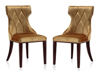 Ensemble 2 chaises de salle à manger Reine de Manhattan Comfort en velours - doré antique et noyer