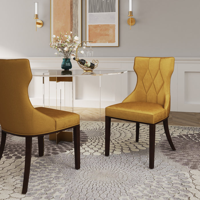 Ensemble 2 chaises de salle à manger Reine de Manhattan Comfort en velours - doré antique et noyer