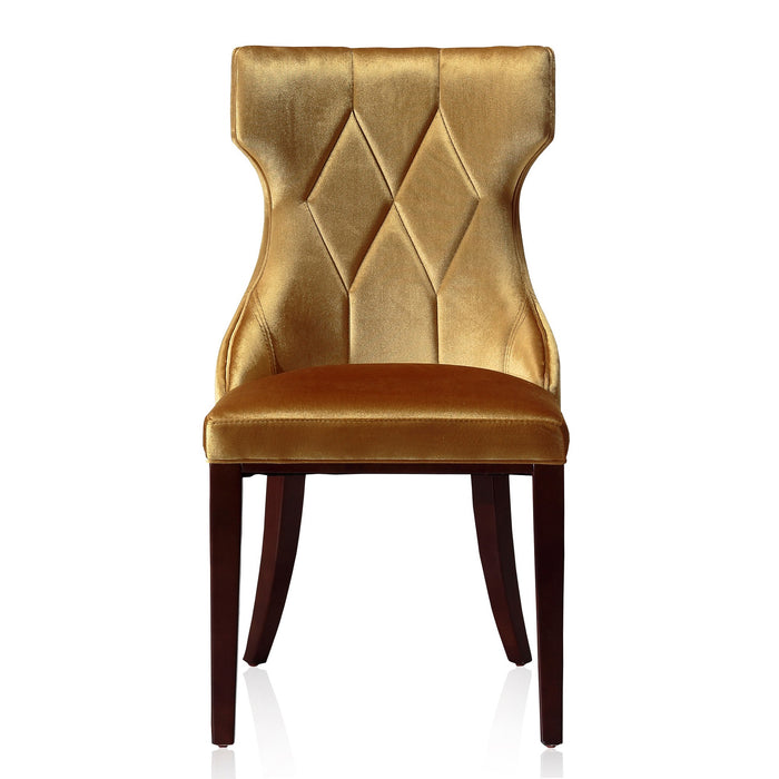 Ensemble 2 chaises de salle à manger Reine de Manhattan Comfort en velours - doré antique et noyer