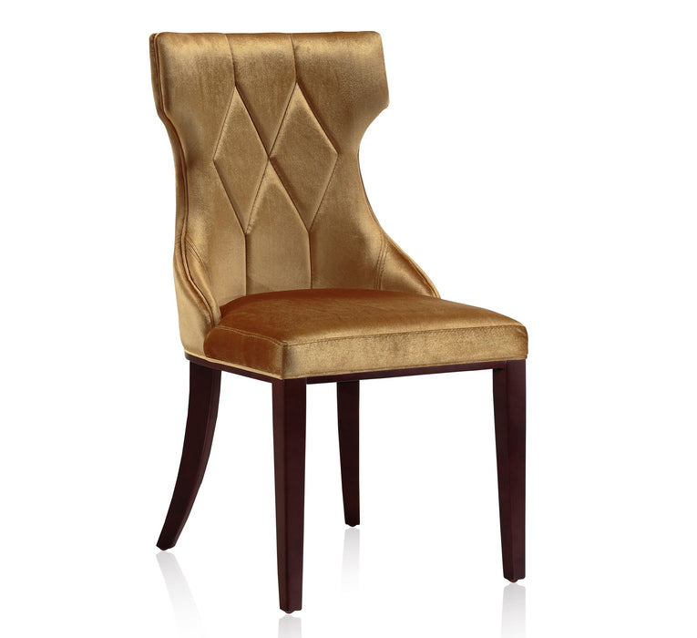 Ensemble 2 chaises de salle à manger Reine de Manhattan Comfort en velours - doré antique et noyer