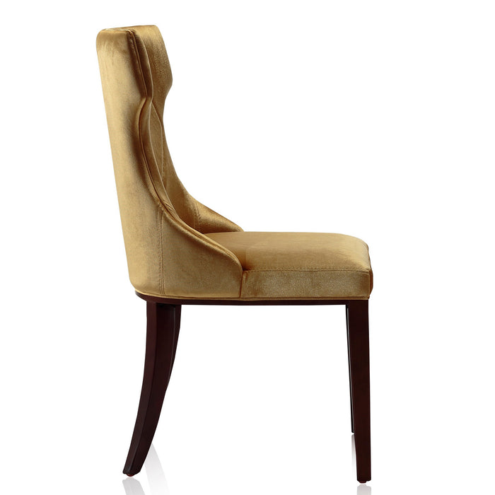 Ensemble 2 chaises de salle à manger Reine de Manhattan Comfort en velours - doré antique et noyer