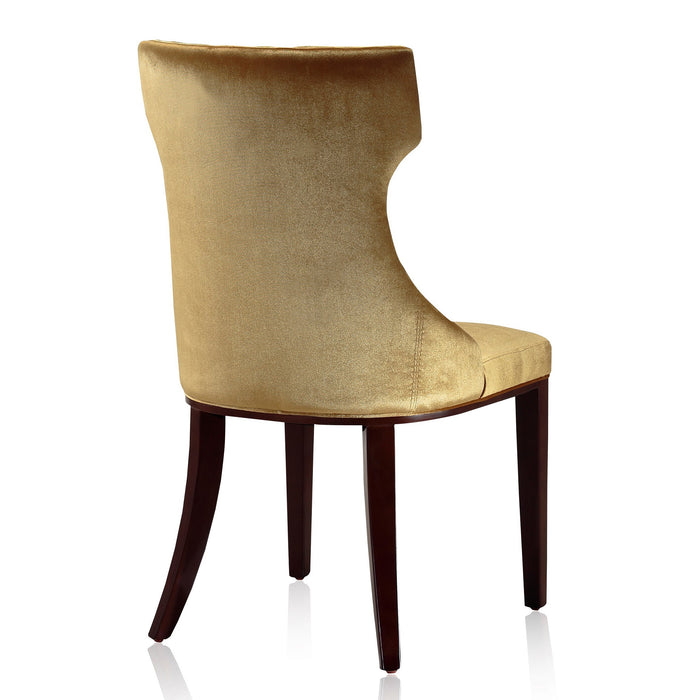 Ensemble 2 chaises de salle à manger Reine de Manhattan Comfort en velours - doré antique et noyer