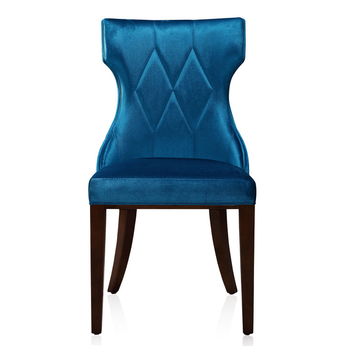 Ensemble 2 chaises de salle à manger Reine de Manhattan Comfort en velours cobalt - bleu et noyer