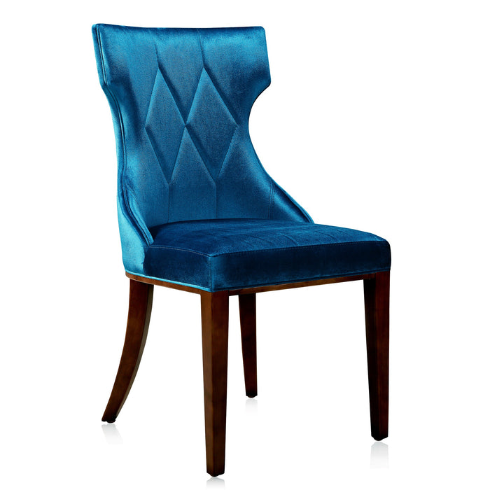 Ensemble 2 chaises de salle à manger Reine de Manhattan Comfort en velours cobalt - bleu et noyer