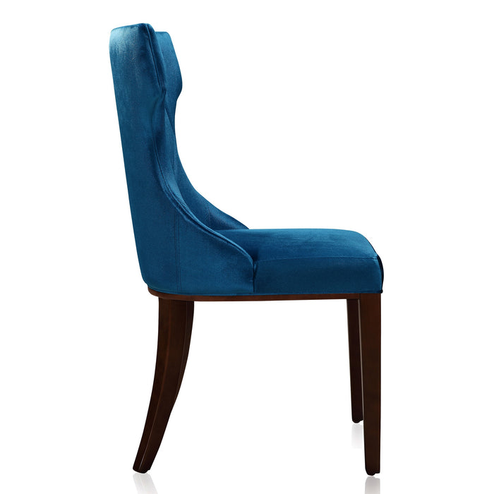 Ensemble 2 chaises de salle à manger Reine de Manhattan Comfort en velours cobalt - bleu et noyer