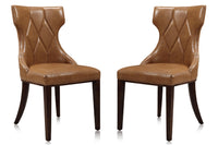 Ensemble 2 chaises de salle à manger Reine de Manhattan Comfort en similicuir - brun clair et noyer