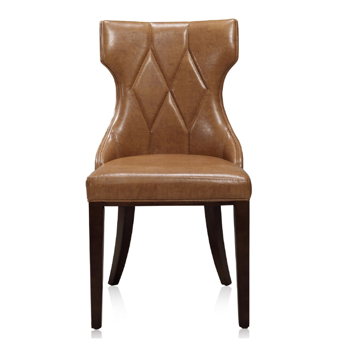 Ensemble 2 chaises de salle à manger Reine de Manhattan Comfort en similicuir - brun clair et noyer