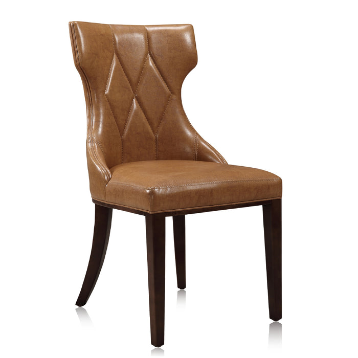 Ensemble 2 chaises de salle à manger Reine de Manhattan Comfort en similicuir - brun clair et noyer