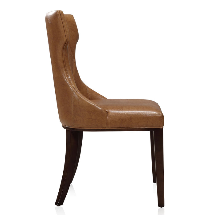 Ensemble 2 chaises de salle à manger Reine de Manhattan Comfort en similicuir - brun clair et noyer
