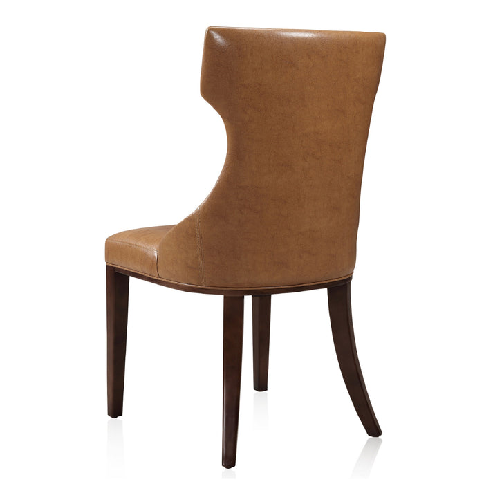 Ensemble 2 chaises de salle à manger Reine de Manhattan Comfort en similicuir - brun clair et noyer
