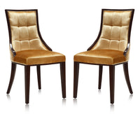 Ensemble 2 chaises de salle à manger Fifth Avenue de Manhattan Comfort en velours - doré antique et noyer