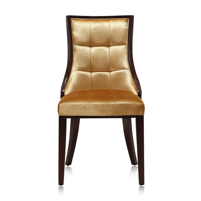 Ensemble 2 chaises de salle à manger Fifth Avenue de Manhattan Comfort en velours - doré antique et noyer