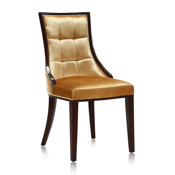 Ensemble 2 chaises de salle à manger Fifth Avenue de Manhattan Comfort en velours - doré antique et noyer
