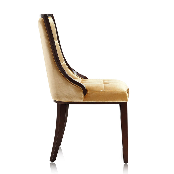 Ensemble 2 chaises de salle à manger Fifth Avenue de Manhattan Comfort en velours - doré antique et noyer