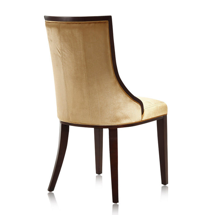 Ensemble 2 chaises de salle à manger Fifth Avenue de Manhattan Comfort en velours - doré antique et noyer