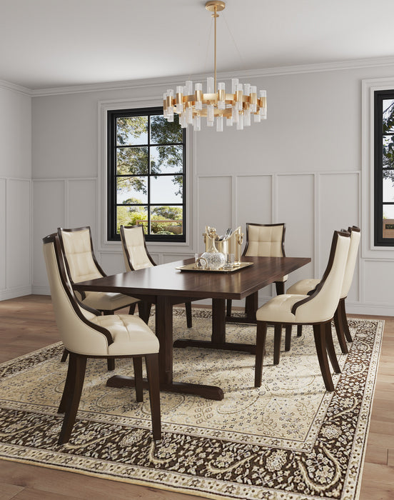 Ensemble 2 chaises de salle à manger Fifth Avenue de Manhattan Comfort en similicuir - crème et noyer