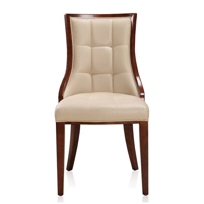 Ensemble 2 chaises de salle à manger Fifth Avenue de Manhattan Comfort en similicuir - crème et noyer