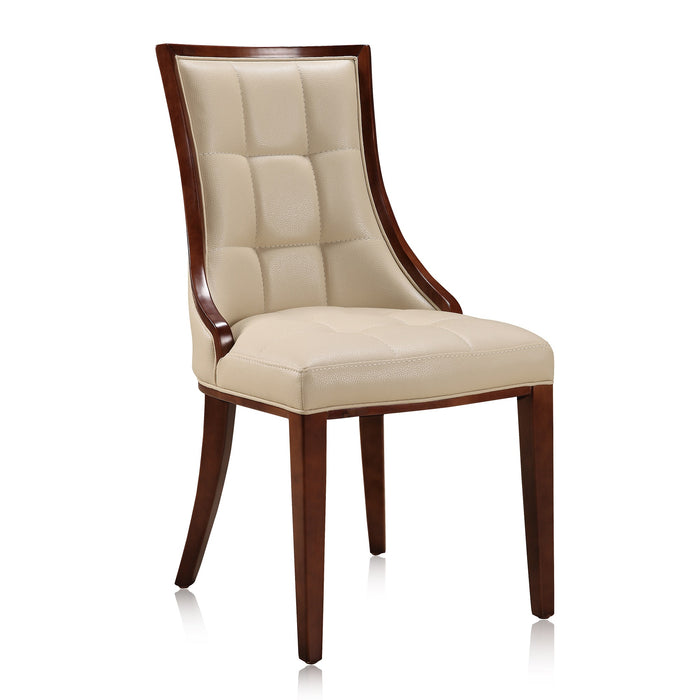 Ensemble 2 chaises de salle à manger Fifth Avenue de Manhattan Comfort en similicuir - crème et noyer