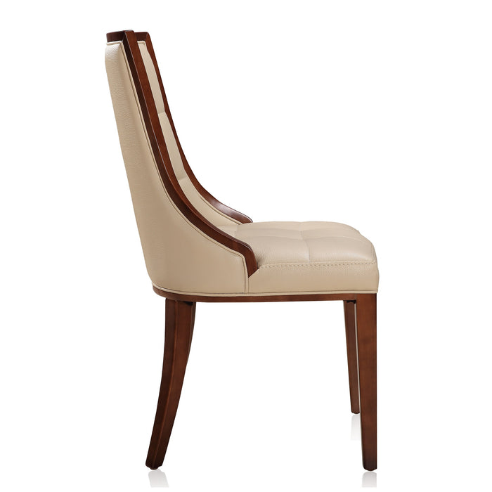 Ensemble 2 chaises de salle à manger Fifth Avenue de Manhattan Comfort en similicuir - crème et noyer