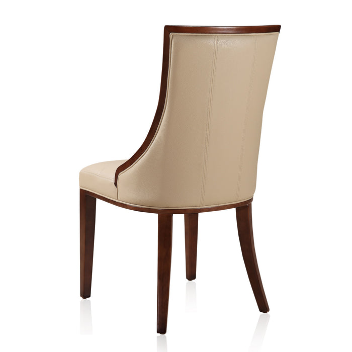 Ensemble 2 chaises de salle à manger Fifth Avenue de Manhattan Comfort en similicuir - crème et noyer