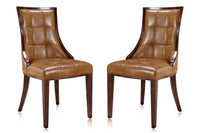 Ensemble 2 chaises de salle à manger Fifth Avenue de Manhattan Comfort en similicuir - brun clair et noyer