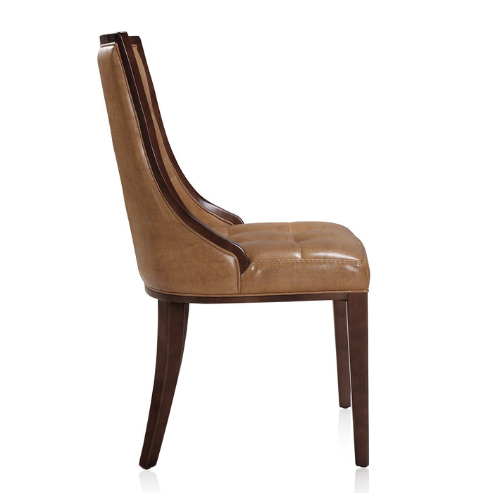 Ensemble 2 chaises de salle à manger Fifth Avenue de Manhattan Comfort en similicuir - brun clair et noyer