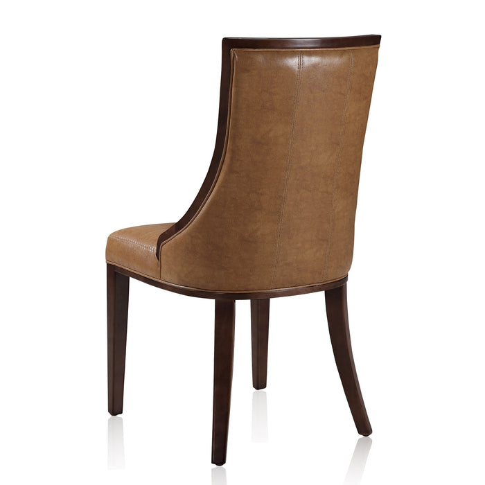 Ensemble 2 chaises de salle à manger Fifth Avenue de Manhattan Comfort en similicuir - brun clair et noyer