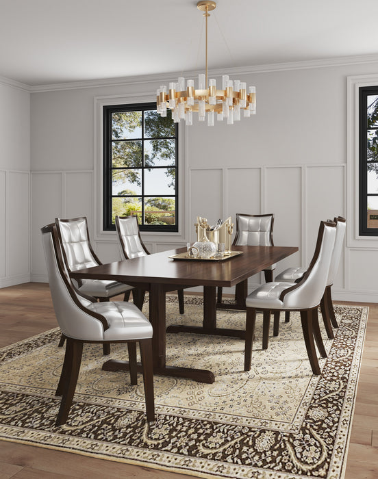 Ensemble 2 chaises de salle à manger Fifth Avenue de Manhattan Comfort en similicuir - argenté et noyer