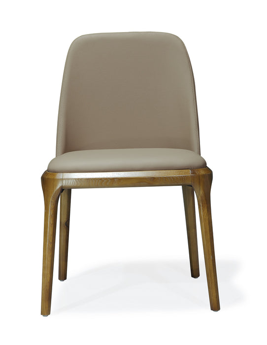 Chaise de salle à manger Courding de Manhattan Comfort en similicuir - tan et noyer