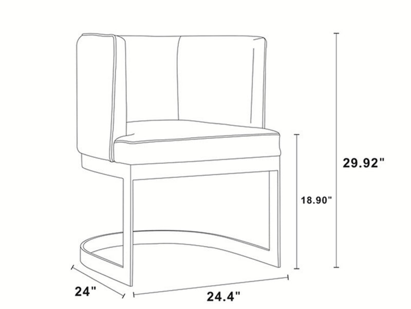 Chaise de salle à manger Aura de Manhattan Comfort en velours - rose tendre et laiton poli