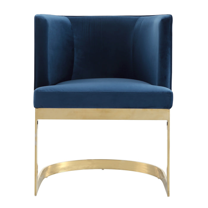 Chaise de salle à manger Aura de Manhattan Comfort en velours - bleu roi et laiton poli