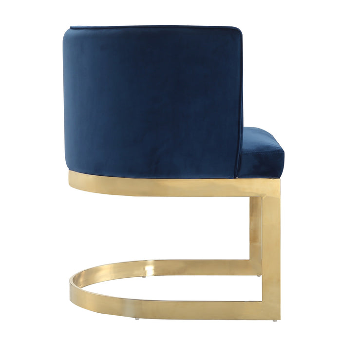 Chaise de salle à manger Aura de Manhattan Comfort en velours - bleu roi et laiton poli