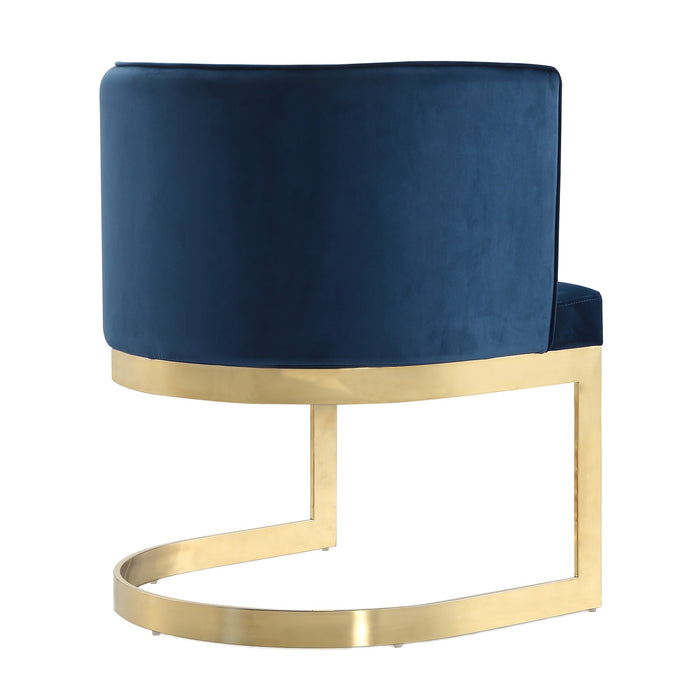 Chaise de salle à manger Aura de Manhattan Comfort en velours - bleu roi et laiton poli