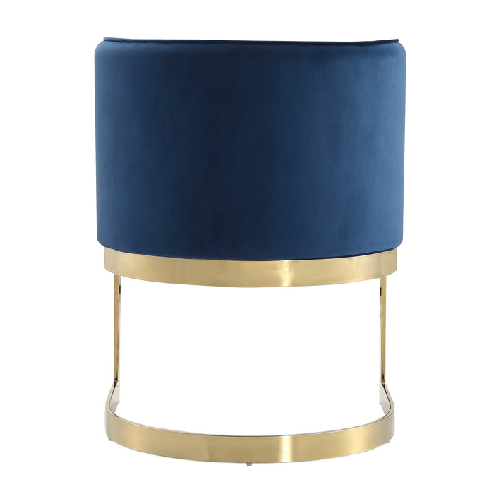 Chaise de salle à manger Aura de Manhattan Comfort en velours - bleu roi et laiton poli