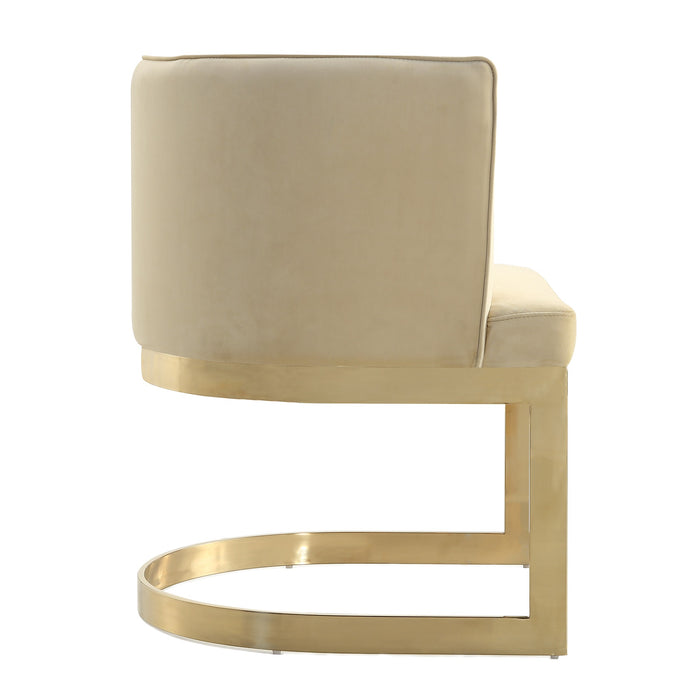 Chaise de salle à manger Aura de Manhattan Comfort en velours - sable et laiton poli