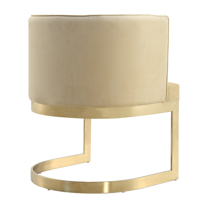Chaise de salle à manger Aura de Manhattan Comfort en velours - sable et laiton poli