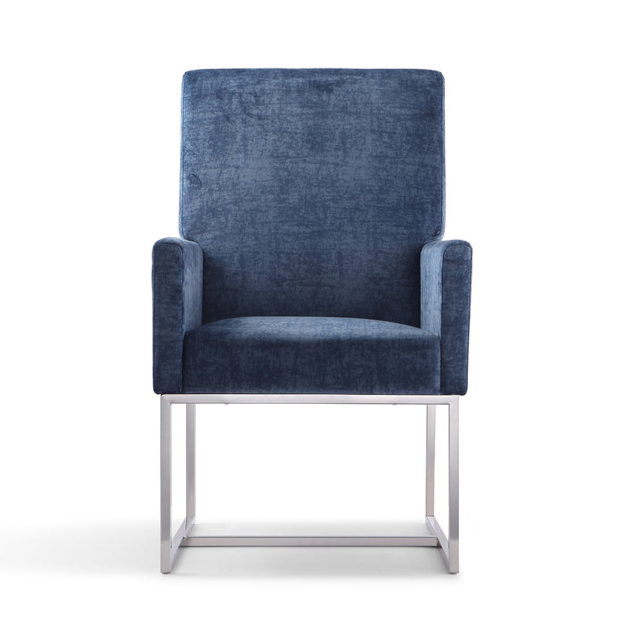 Chaise de salle à manger sans accoudoirs Element de Manhattan Comfort - velours bleu